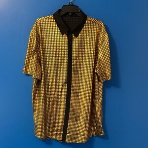 Stylish Gold and Black Checkered Men's Shirt
